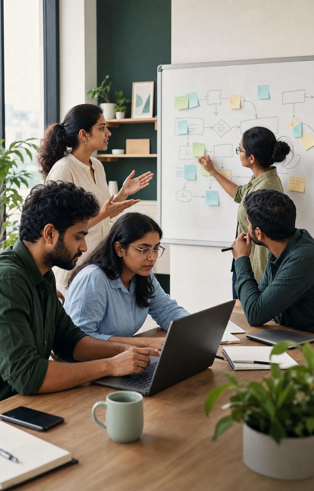 A small Indian HR technology team solving a product workflow together