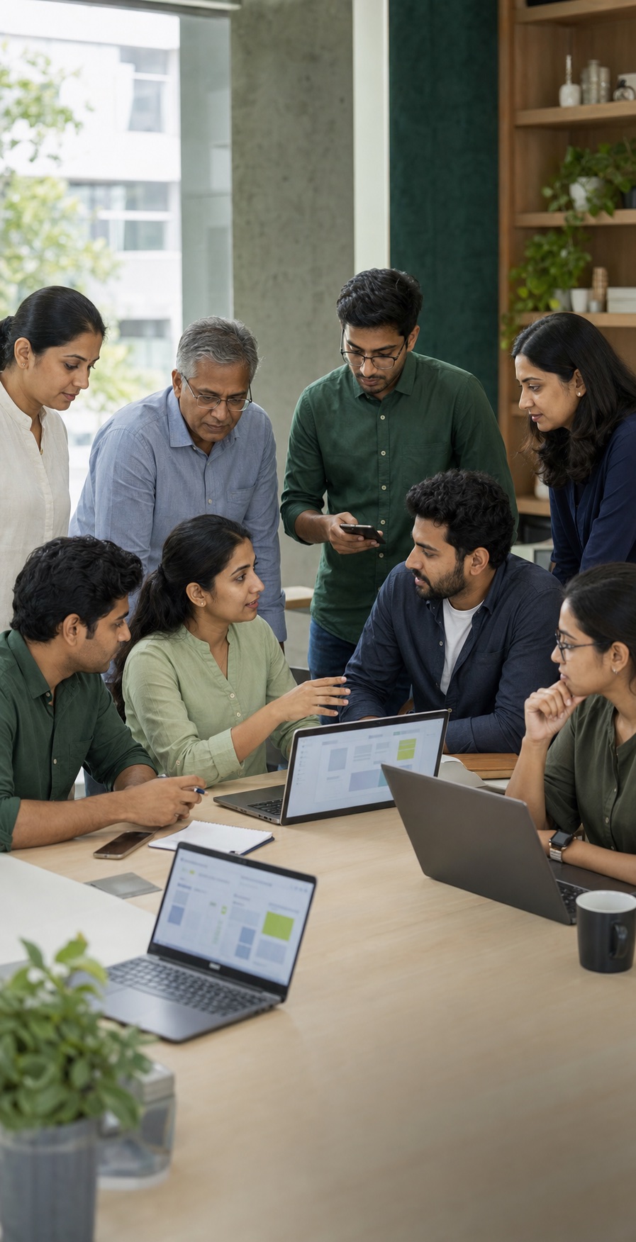 A cross-functional Indian HR, payroll, engineering, design, and operations team collaborating